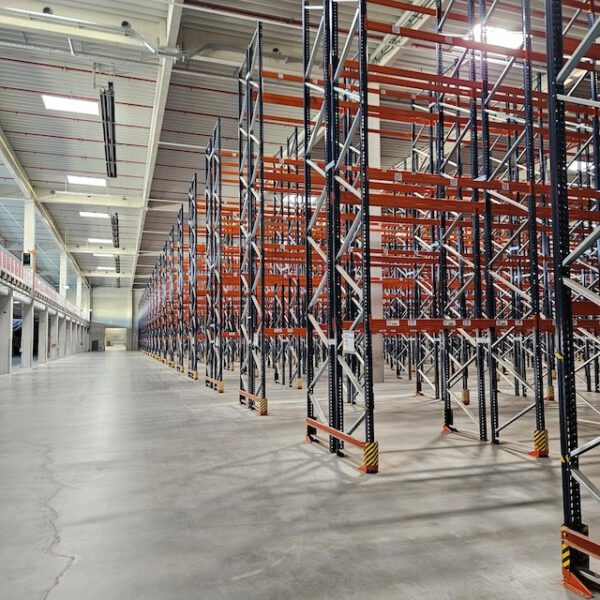 Palettenregal, Mecalux, Höhe 9,50m, Traversenlänge 2,70m 800kg pro Palette, max. 41.000 Palettenstellplätze