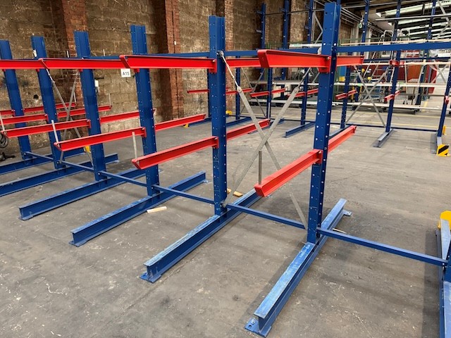 2x 7 Rahmen Kragarmregal, zweiseitig, Fischer, Rahmenhöhe ca. 2,50m, Armlänge ca. 1m, 285kg/ Arm lagertechnik 2x 7 Rahmen Kragarmregal, zweiseitig, Fischer, Rahmenhöhe ca. 2,50m, Armlänge ca. 1m, 285kg/ Arm – Bild 11