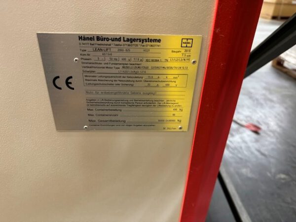 Liftsystem, Hänel High Speed, ca. 10m hoch, 450kg / Tablar, Tablar: ca. 2,86m x 82cm, 88 Tablare – Bild 13