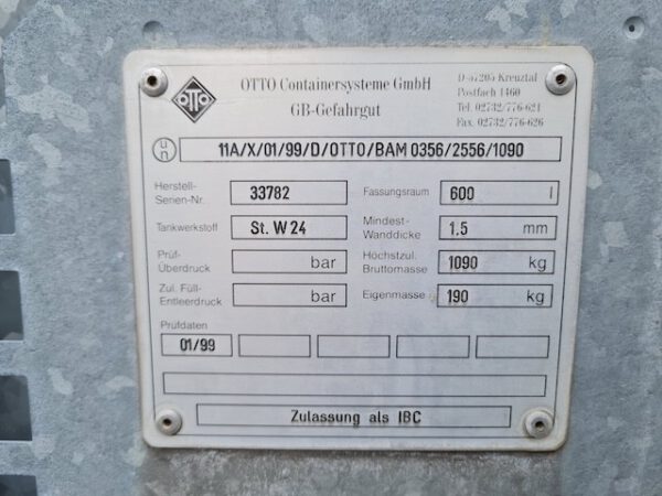 23 Stück OTTO Gefahrgutcontainer, 600L,  Großpackmittel "IBC" – Bild 16
