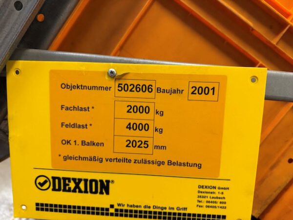Palettenregal, Dexion, Speedlock Super 4, Höhe 4,20 – 4,50m, Traversenlänge 2,70m / 3,60m, 600 - 750kg pro Palette, max. 959 Palettenstellplätze – Bild 17