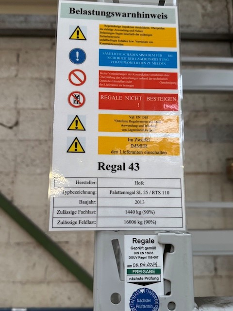 Palettenregal, Hofe, Rahmenhöhe ca. 3,50m bis 4m, Traversenlänge: 2,70m, lagertechnik Palettenregal, Hofe, Rahmenhöhe ca. 3,50m bis 4m, Traversenlänge: 2,70m, – Bild 20