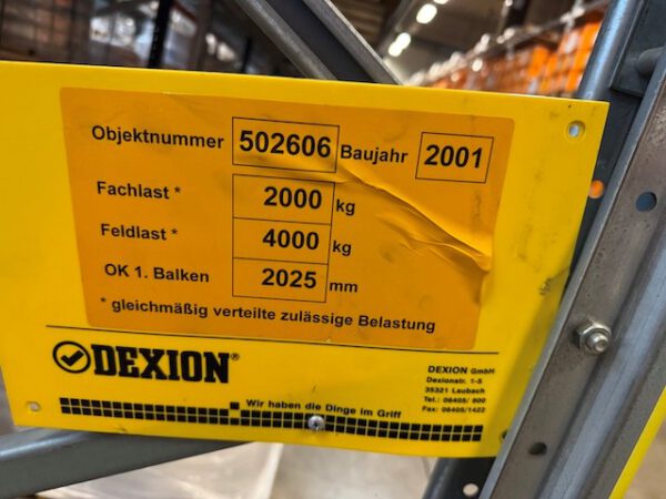 Palettenregal, Dexion, Speedlock Super 4, Höhe 4,20 – 4,50m, Traversenlänge 2,70m / 3,60m, 600 - 750kg pro Palette, max. 959 Palettenstellplätze – Bild 3