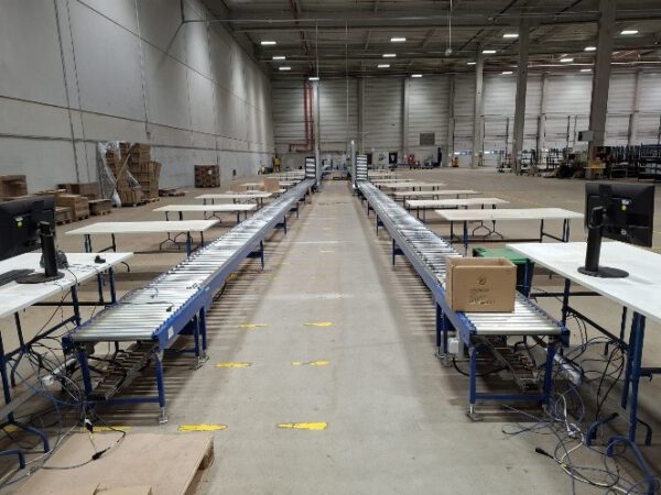 Fördertechnikanlage, AMI, ca. 69m angetrieben, plus 10m unangetrieben, plus 2 angetriebene Scherenrollenbahnen – Bild 3
