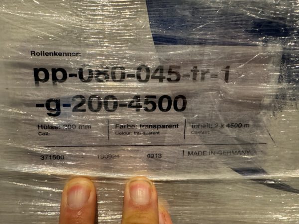 23 Kartons (45 Rollen) Umreifungsband, Mosca, 8x0,45mm, Länge 4500m, Kern 200, transparent – Bild 2