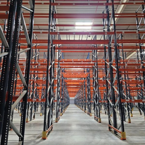 Palettenregal, Mecalux, Höhe 9,50m, Traversenlänge 2,70m 800kg pro Palette, max. 41.000 Palettenstellplätze – Bild 3