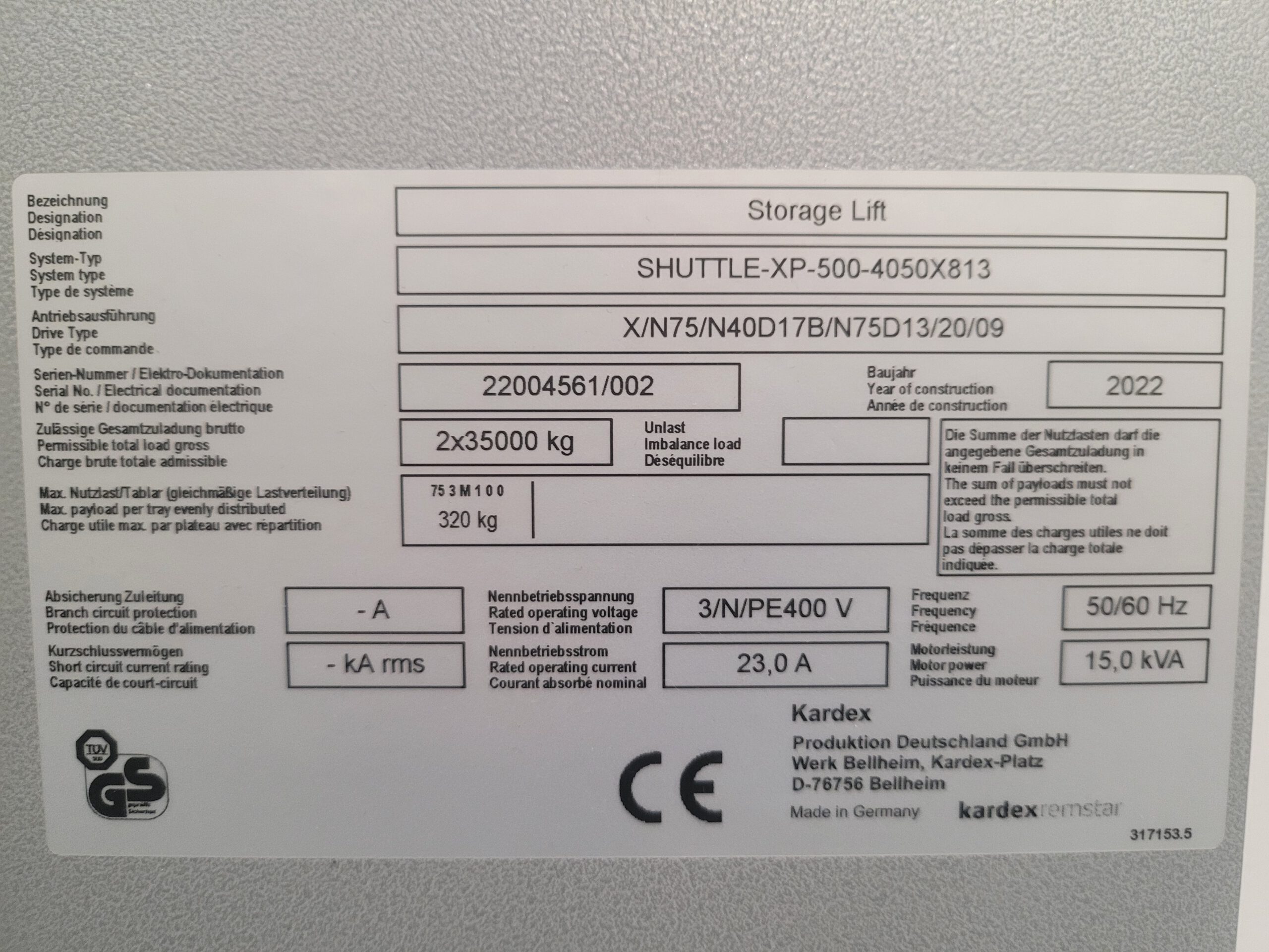 4x Liftsysteme, Kardex, Tablargröße: ca. 4m x 0,81m, Höhe ca. 5m, 320kg / Tablar – gebraucht - : lagertechnik 4x Liftsysteme, Kardex, Tablargröße: ca. 4m x 0,81m, Höhe ca. 5m, 320kg / Tablar – gebraucht - : – Bild 3