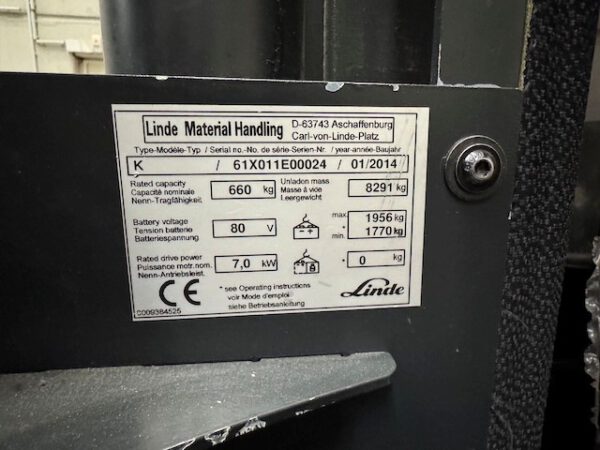 Schmalgang-Kommissionierer, Linde K, ca. 2.000 Stunden mit kleiner Plattform – Bild 22