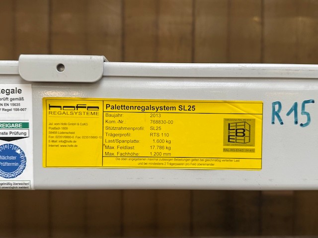 Palettenregal, Hofe, Rahmenhöhe ca. 3,50m bis 4m, Traversenlänge: 2,70m, lagertechnik Palettenregal, Hofe, Rahmenhöhe ca. 3,50m bis 4m, Traversenlänge: 2,70m, – Bild 24