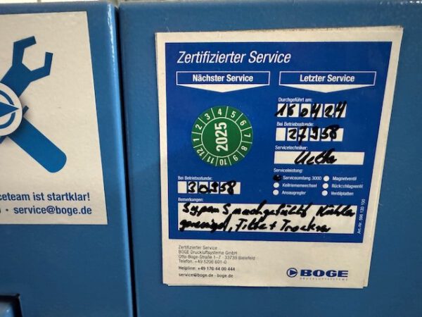 2x Kompressoranlagen 10bar, Boge, Schraubenkompressor, inkl. Drucklufttrockner, Druckluftbehälter mit Schalldämmhaube – Bild 28