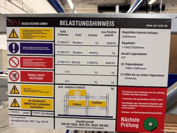 2x 7 Felder Palettendurchlaufregale mit 1 Durchlaufebene für Kisten / Kartons und einer Ablageebene für Paletten, Jungheinrich – Bild 28