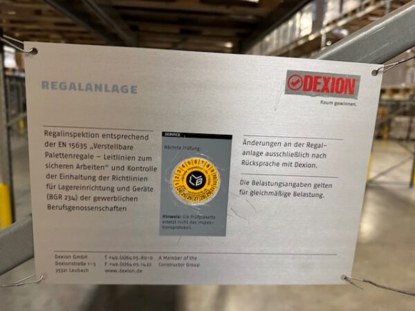 Palettenregal, Dexion, Speedlock Super 4, Höhe 4,20 – 4,50m, Traversenlänge 2,70m / 3,60m, 600 - 750kg pro Palette, max. 959 Palettenstellplätze – Bild 33