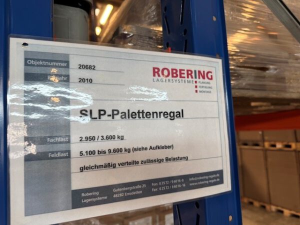 Palettenregal, SLP, Höhe 5,80m bis 6,50m, Traversenlänge 2,70m und 3,60m, 900 - 983kg pro Palette, ca. 1.545 Palettenstellplätze – Bild 36
