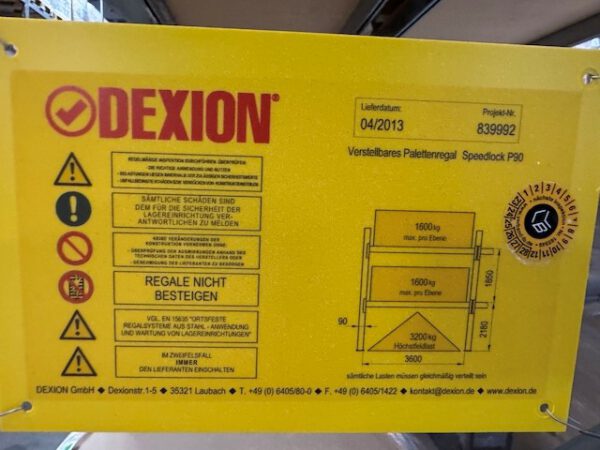 Palettenregal, Dexion, Speedlock Super 4, Höhe 4,20 – 4,50m, Traversenlänge 2,70m / 3,60m, 600 - 750kg pro Palette, max. 959 Palettenstellplätze – Bild 42