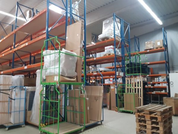 Palettenregal, Polypal, Höhe 7m, Traversenlänge 2,70m und hauptsächlich 3,60m, 500kg pro Palette, max. 1.455 Palettenstellplätze, inkl. Spanplatten – Bild 6