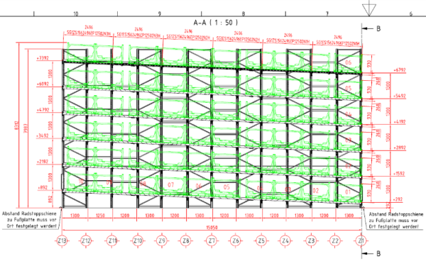 Palettendurchlaufregal / bzw. Durchlaufregal für Sonderladungsträger 1,40m x 1,20m, max. 700kg, Platz für 300 Ladungsträger – Bild 6