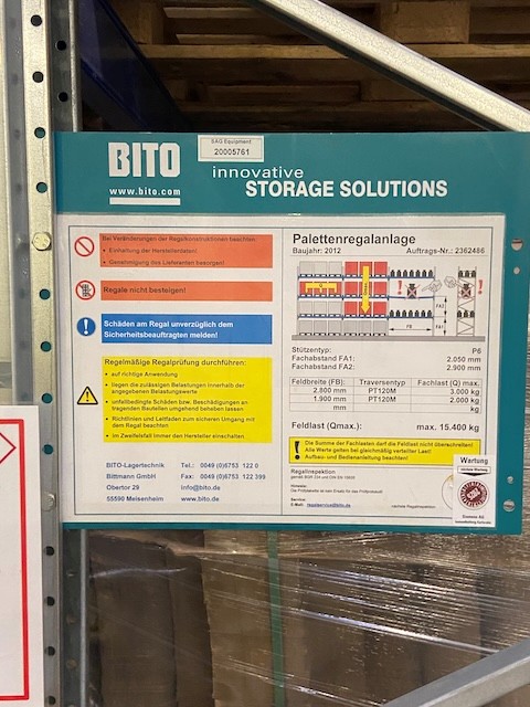 Palettenregal, Bito, Höhe ca. 10,60m, 1.000kg / Palette ca. 2.568 Stellplätze lagertechnik Palettenregal, Bito, Höhe ca. 10,60m, 1.000kg / Palette ca. 2.568 Stellplätze – Bild 6