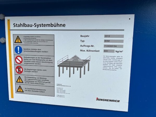 242m2 Stahlbau-Systembühne / Lagerbühne / Mezzanine, Jungheinrich, 800kg/m2, inkl. Aufzug, ca. 10,30m Spannweite – Bild 6