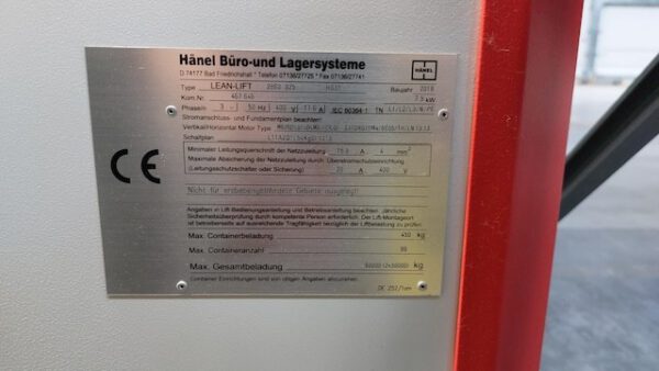 Liftsystem, Hänel High Speed, ca. 10m hoch, 450kg / Tablar, Tablar: ca. 2,86m x 82cm, 88 Tablare – Bild 6