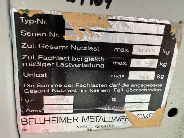 Lagerpaternoster, Kardex, ca. 5,96m hoch, 250kg / Gondel – Bild 7