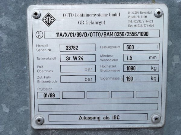 23 Stück OTTO Gefahrgutcontainer, 600L,  Großpackmittel "IBC" – Bild 8