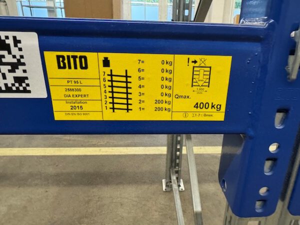 2 Felder Durchlaufregale für Kisten / Kartons, Bereitstellregal / Röllchenregal, mit je einer Ebenen für Paletten, Bito – Bild 8