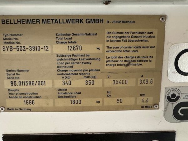 Lagerpaternoster, Kardex, 350kg / Gondel, ca. 5,85m hoch, 38– Gondeln – Bild 8