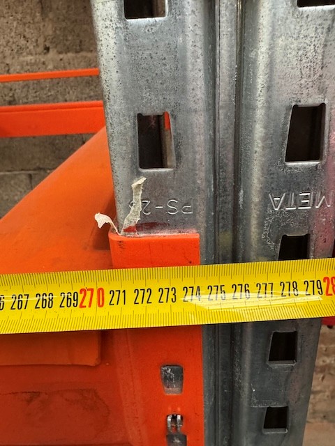 3x Einzelfelder Palettenregal, Meta / RBB, Rahmenhöhe ca. 3,50m bis 4m, Traversenlänge: 2,70m, mit Tiefenstegen, und Durchschubsicherungen lagertechnik 3x Einzelfelder Palettenregal, Meta / RBB, Rahmenhöhe ca. 3,50m bis 4m, Traversenlänge: 2,70m, mit Tiefenstegen, und Durchschubsicherungen – Bild 9