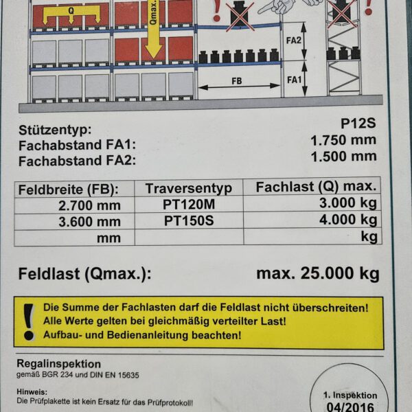 Palettenregal, Bito, Höhe 9,50m, Traversenlänge 3,60m 725kg und 1 to. pro Palette, ca. 8.228 Palettenstellplätze, – Bild 9