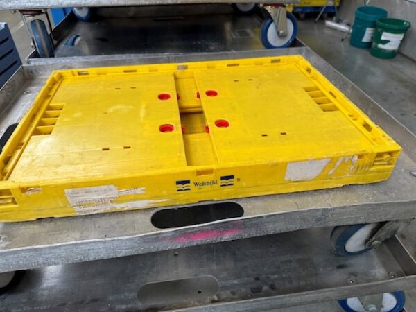 1.050 Stück, Faltkiste, Eurostapelbehälter, UTZ, 600x400x300mm, gelb (blaue Logoschrift) – Bild 2