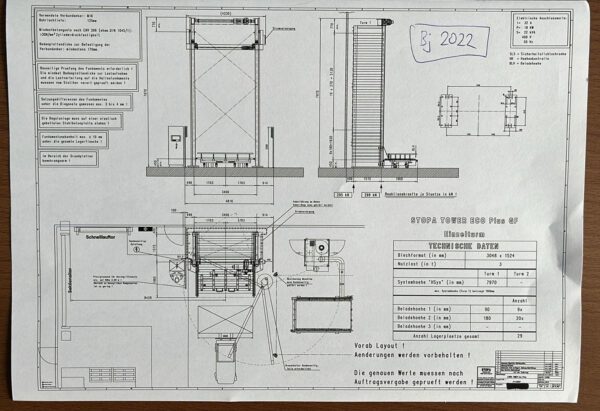 Blechlagerturm, Stopa,  29 Lagerplätze, für Blechformat 3m x 1,50m – Bild 3