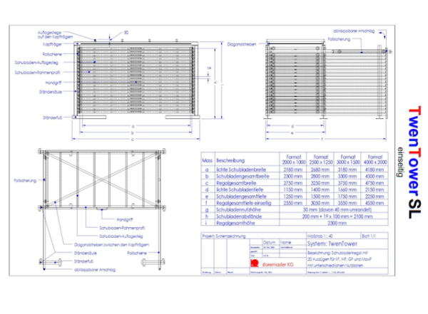 Blechtafellager, 19 Kassetten, TwenTower SL, Storemaster, Format 2500x1250mm – Bild 4