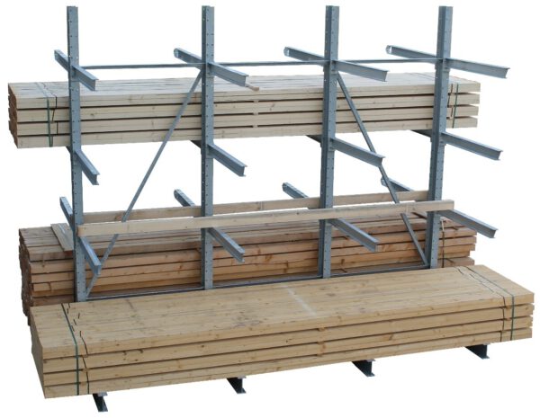 Kragarmregal, doppelseitig, Rahmenhöhe 3,50m Höhe, 1,20m Arme, 750kg pro Arm