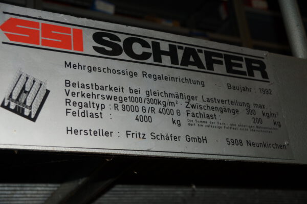 3-Stöckige SSI Schäfer Fachbodenanlage ca. 13,50 x 11m, ca. 216 Felder, Böden 1 x 0,5m, 200kg / Boden – gebraucht - : – Bild 3