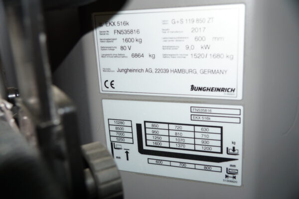 Nr.8, Hochregalstapler, Elektro-Kommissionier-/-Dreiseitenstapler, EKX 516K, Baujahr: 2017, 967 Stunden – Bild 26