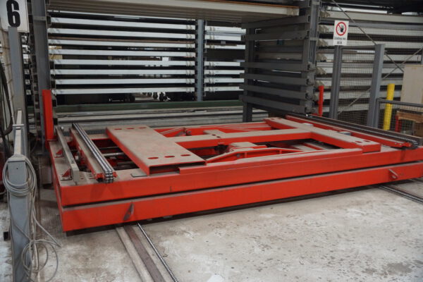 vollautomatisches Blechlager mit 6 Auslagerstationen, 1 Einlagerstation, Remmert, für Bleche max. 4000x2000mm, 243 Lagerplätze, 200 vorhandene Kassetten, max. Beladung pro Palette 5000kg – gebraucht - : – Bild 38