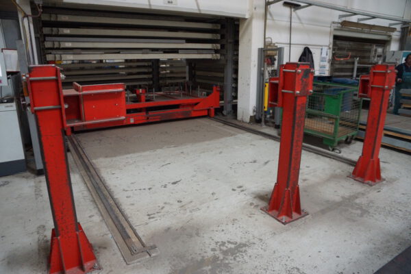 vollautomatisches Blechlager mit 6 Auslagerstationen, 1 Einlagerstation, Remmert, für Bleche max. 4000x2000mm, 243 Lagerplätze, 200 vorhandene Kassetten, max. Beladung pro Palette 5000kg – gebraucht - : – Bild 56
