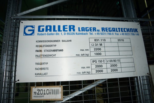 310 Stellplätze push back Regal, Galler, ca. 7m hoch, 1 To / Palette – gebraucht – : – Bild 7