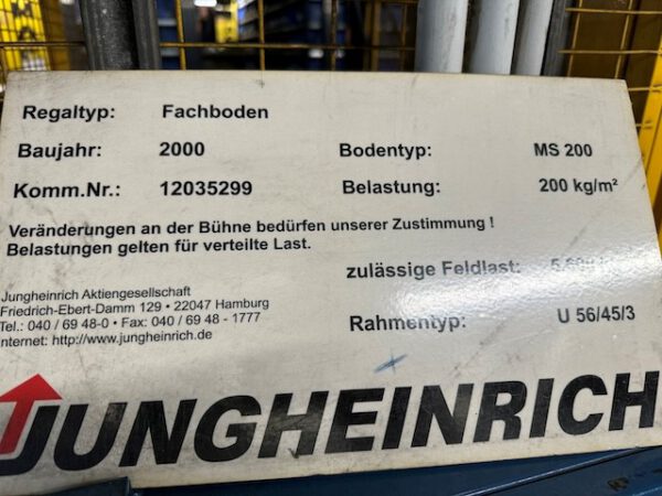 Fachbodenregale, Jungheinrich, mind. 8m hoch, 200kg pro Fachboden, Fachböden 1m x 0,50m – Bild 2