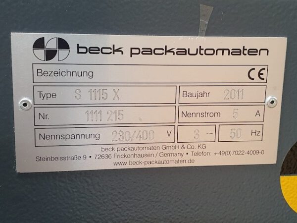 Taktende Folienverpackungsmaschine, Beck mit Zusatzdrucker lagertechnik