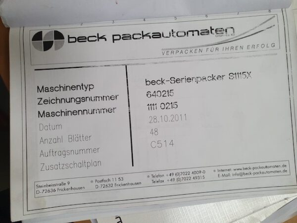 Taktende Folienverpackungsmaschine, Beck mit Zusatzdrucker lagertechnik