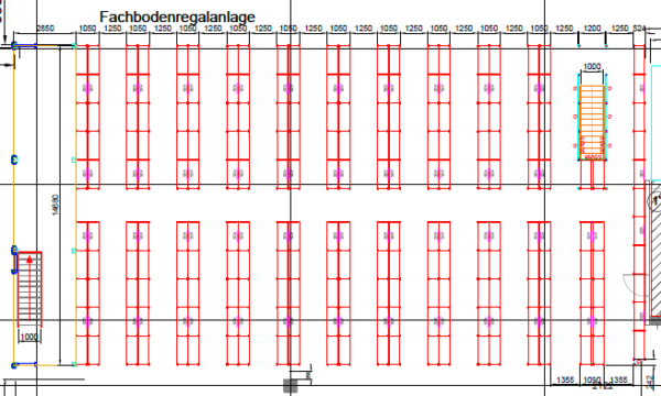 Fachbodenregalanlage, Bito, ca. 15m x 26m, Fachböden ca. 1,30m x 0,50m – Bild 8