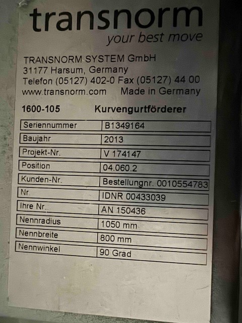 23 Stück Kurvengurtförderer, Transnorm / Interroll, 45 / 90 / 180 Grad lagertechnik