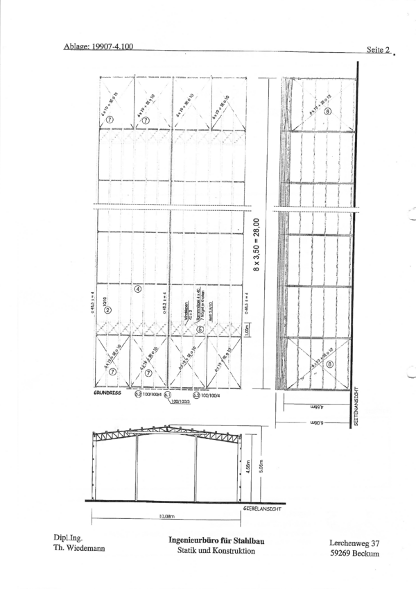 2 Lagerhallen, Satteldach, 280m2 und 72m2 lagertechnik