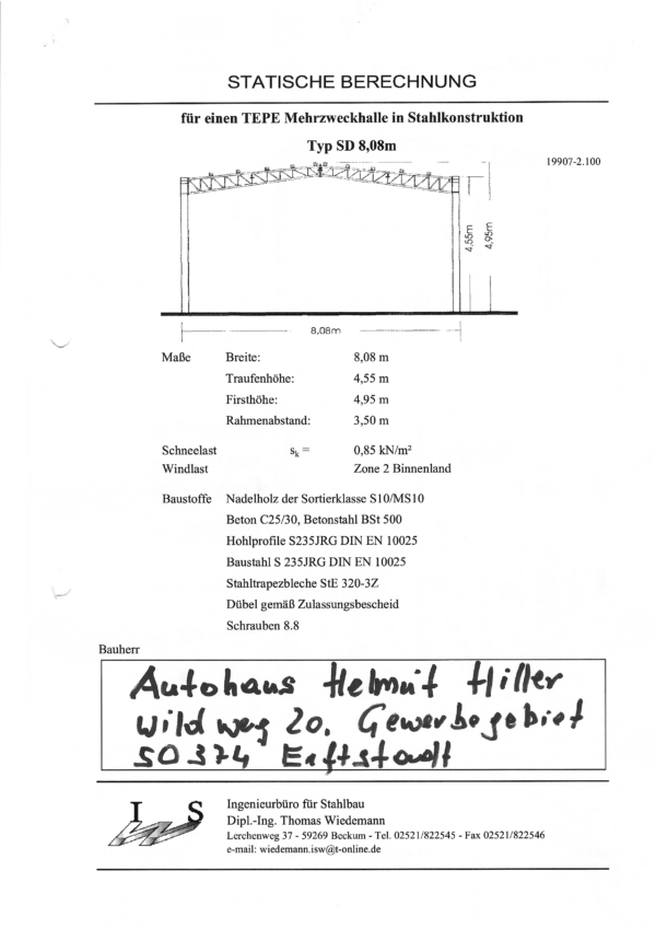 2 Lagerhallen, Satteldach, 280m2 und 72m2 lagertechnik