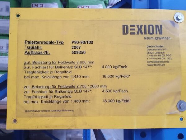 Palettenregal, Dexion, 1.000kg pro Palettenplatz, Rahmenhöhe ca. 6,40m, max.  8.250 Stellplätze – Bild 16