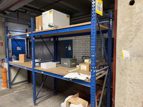 9 Stück Palettenregal / Weitspannregal je 2 Felder mit Spanplatten und Rückwänden, Höhe ca. 2,50m, – Bild 2