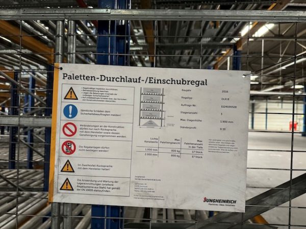 Palettendurchlaufregal für Europaletten etc., Jungheinrich, 800kg / Palette, 1.377 Palettenstellplätze  – Bild 22