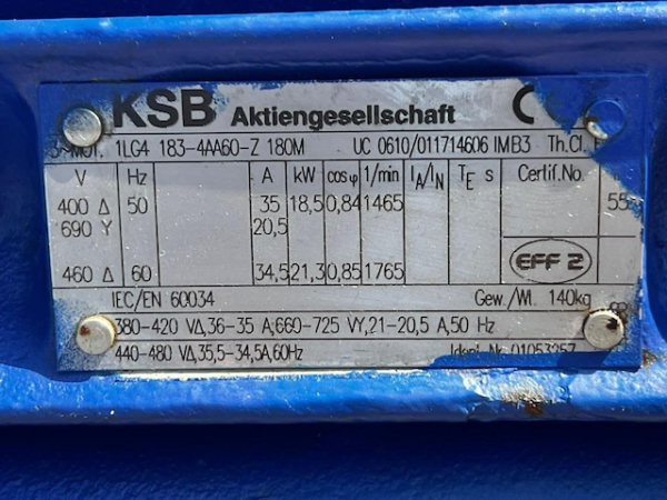 2 x KSB Pumpe ETANORM G 150-250 G10 Motor 1LG4183-4AA60 SN 02 – Bild 3