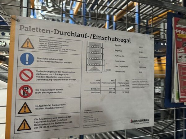 Palettendurchlaufregal für Europaletten etc., Jungheinrich, 800kg / Palette, 1.377 Palettenstellplätze  – Bild 3